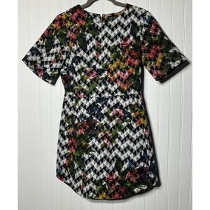 TOPSHOP geometric Triangle Dress Floral Flower Chevron diamond Black size 6